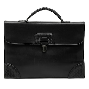 ボッテガヴェネタ イントレチャート ビジネスバッグ ブリーフケース ブラック レザー メンズ BOTTEGAVENETA 【中古】