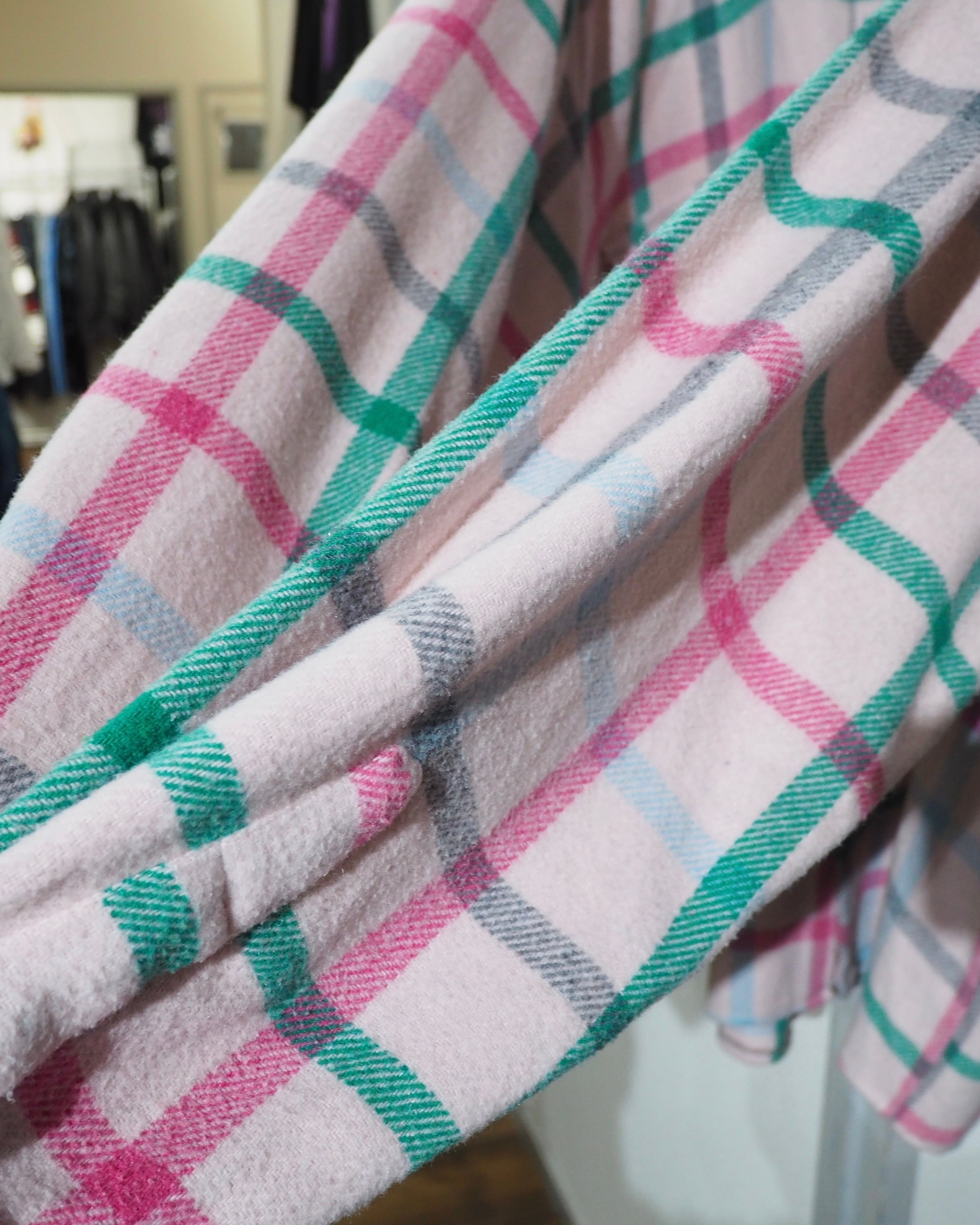 1980s " Green Mountain " Pale Pink Check Pattern Vintage Loose Flannel Shirt