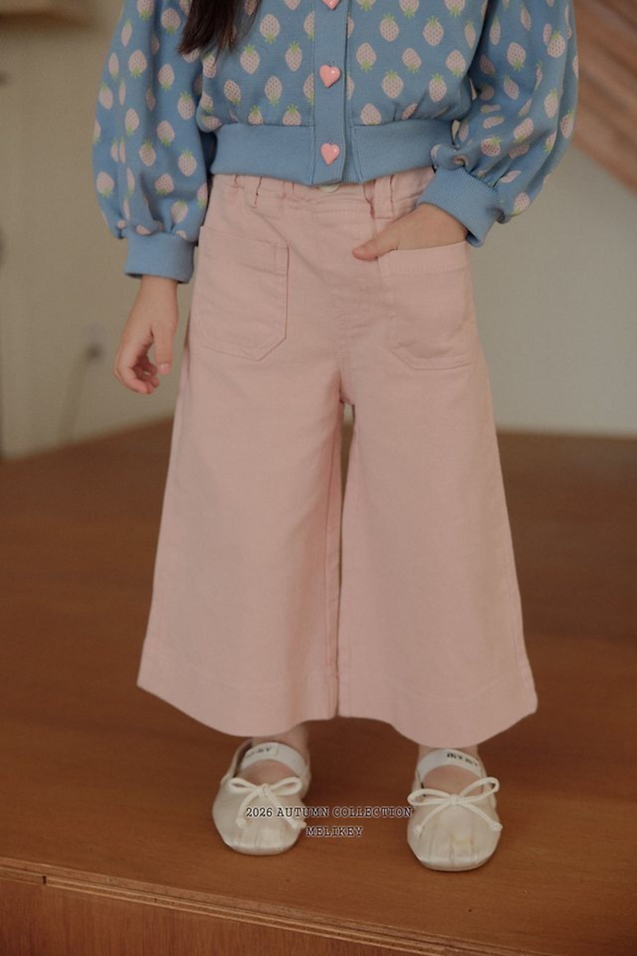 韓国子供服 / 26Autumn / 〖取寄〗Melikey / コットン10分丈ワイドパンツ / 女子服 *XS~JM*