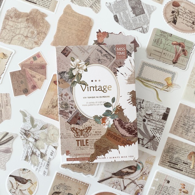 紙素材＆シールset　vintage