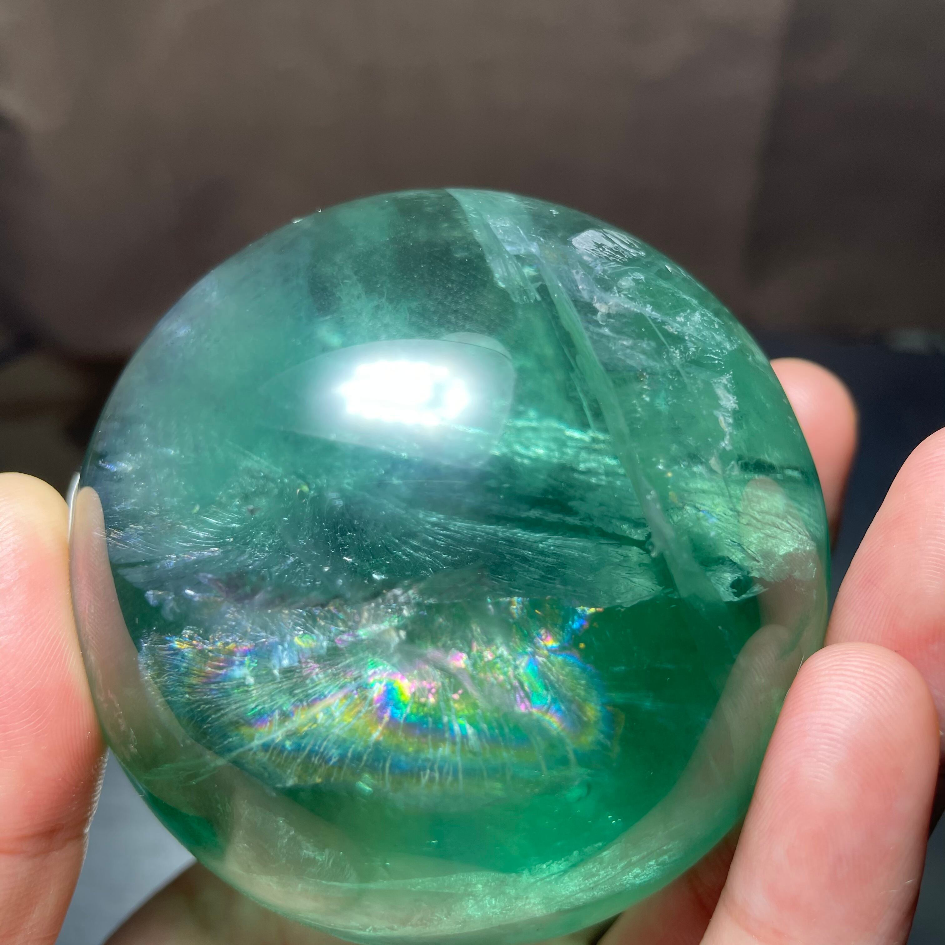グリーンフローライト スフィア 天然石 虹入り | BLUE MOON STONE