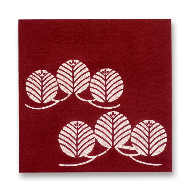 ビンテージファブリックパネル（染色プリント）正絹濱紬　丸松（茶）