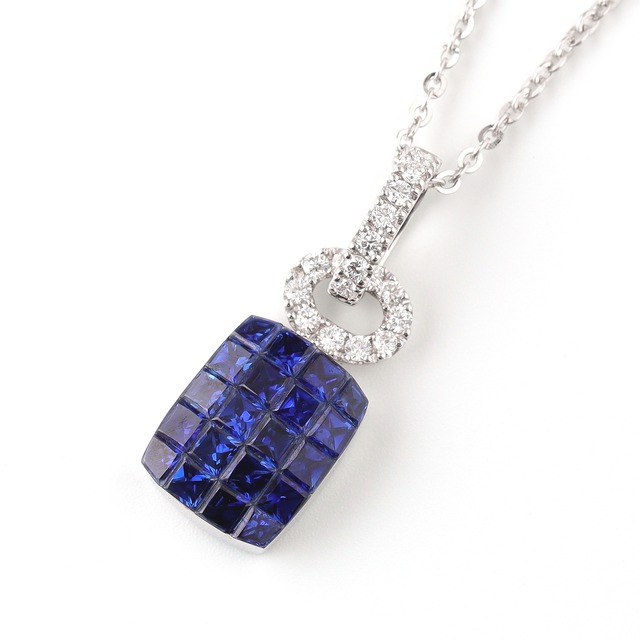 ミステリーセッティング サファイア ネックレス K18(WG) / 2.000ct / DA 0.200ct