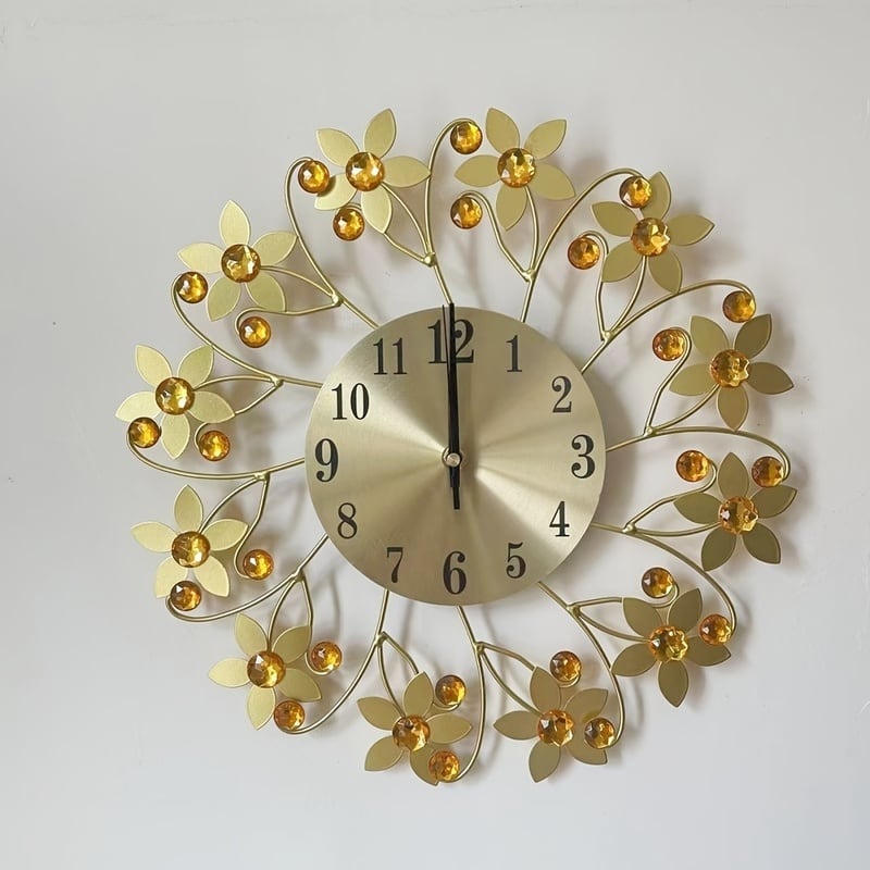 掛け時計 フラワー クリスタル調 静音 アナログ おしゃれ かわいい