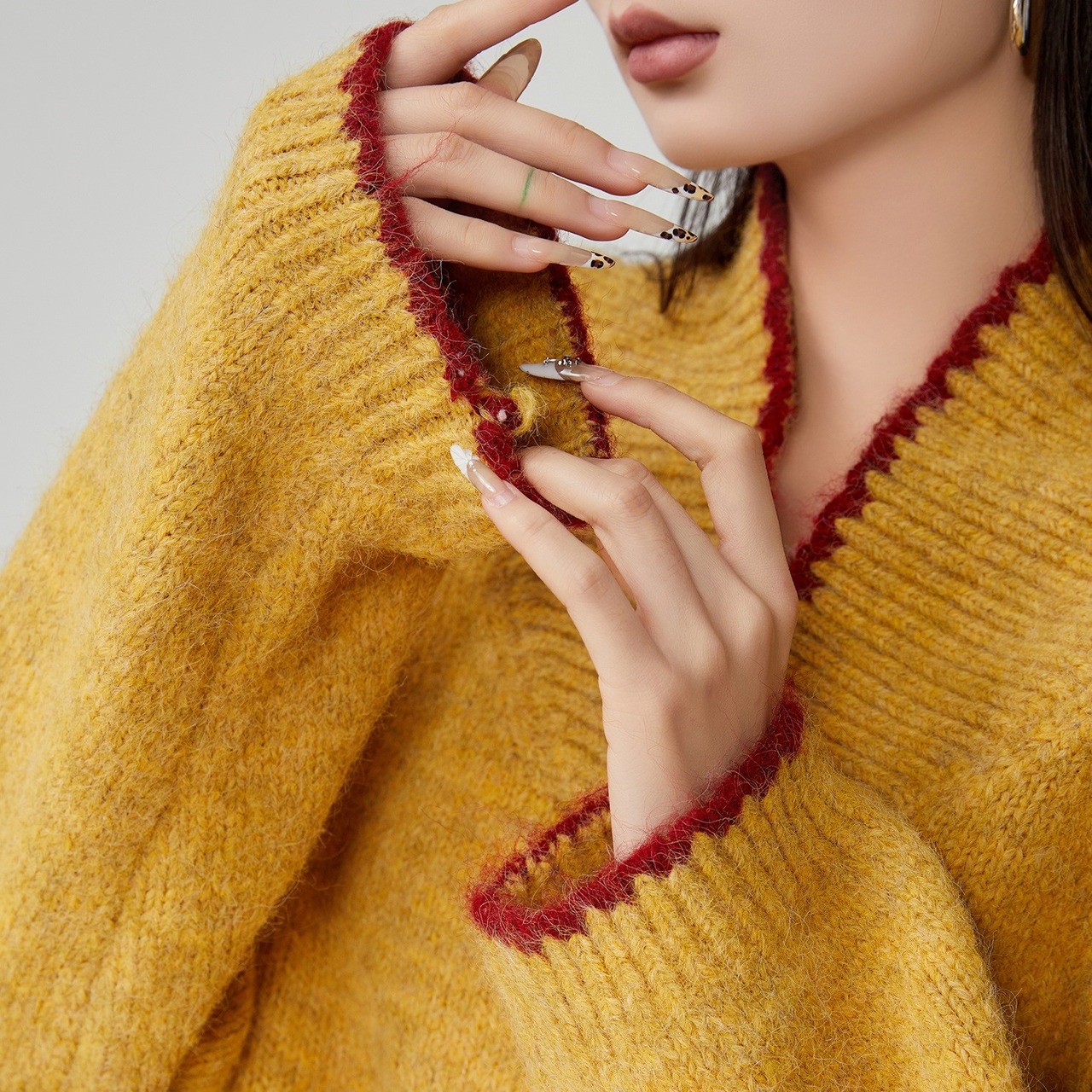 スキッパーネック ニットプルオーバー H0032