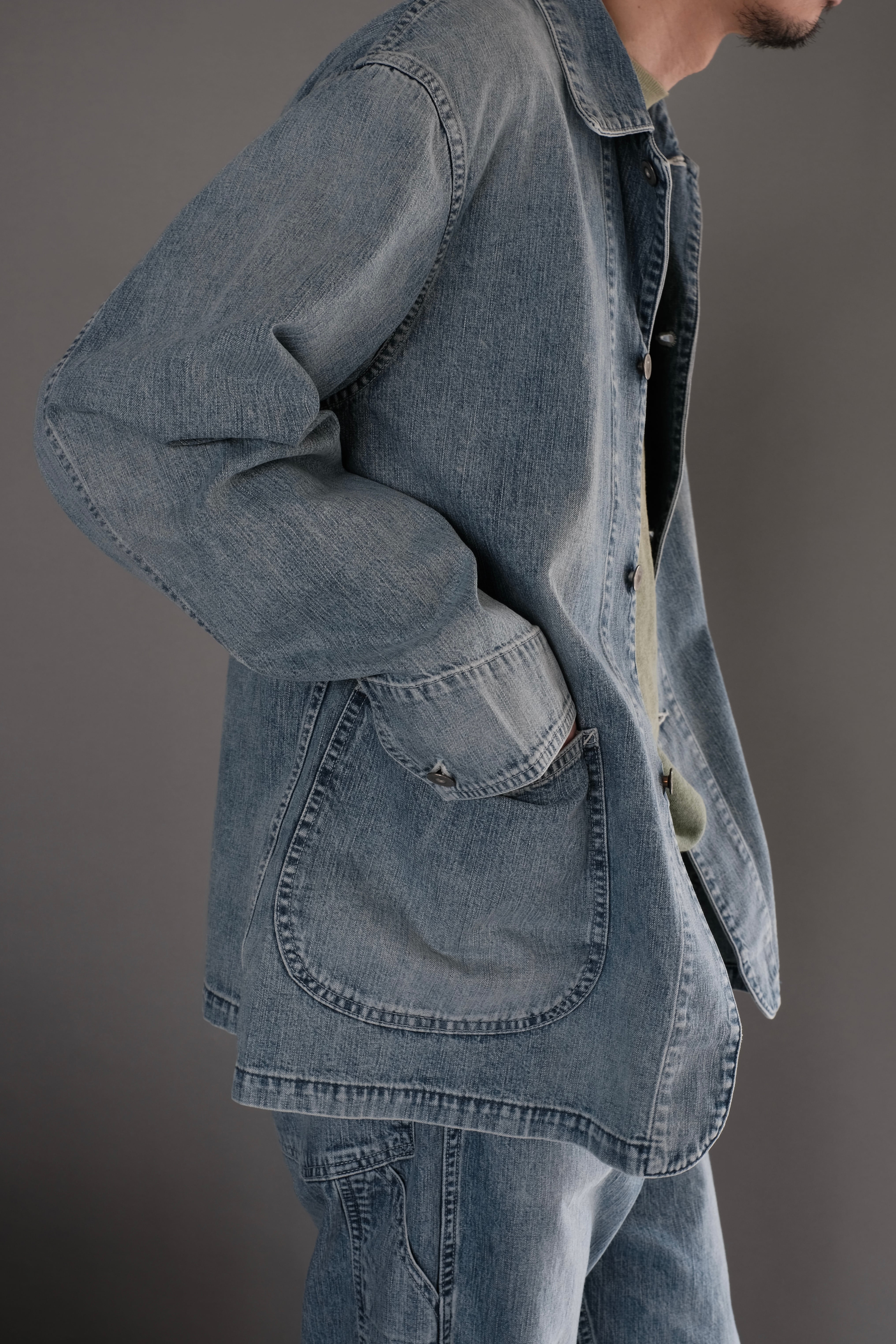 ULTERIOR / FADED LIGHT DENIM COVERALL | LIVING