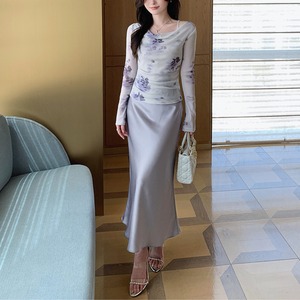 サテンマーメイドスカート 2type 5color B77