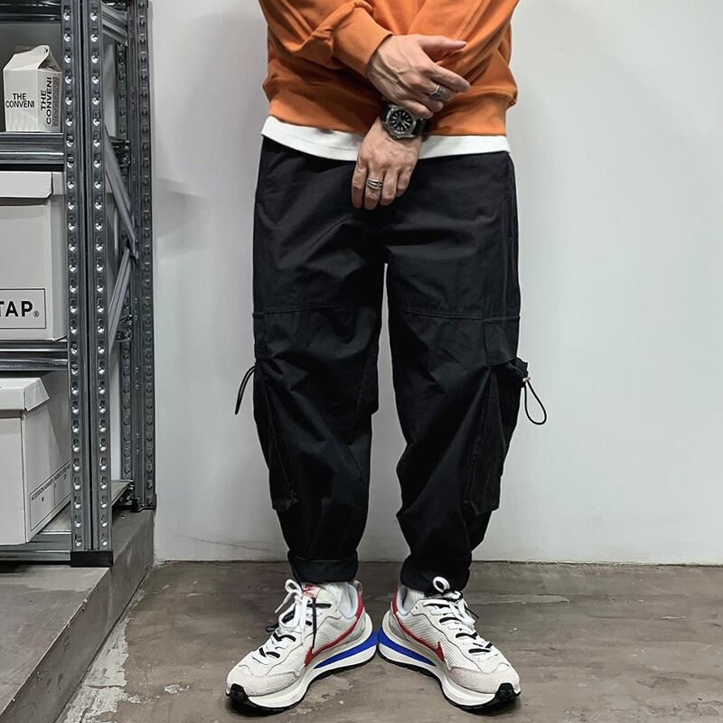 カジュアルパンツ ギャザーオーバーオール コットン ストリート ポケット多め マルチポケット Xu_Tailang39079603640