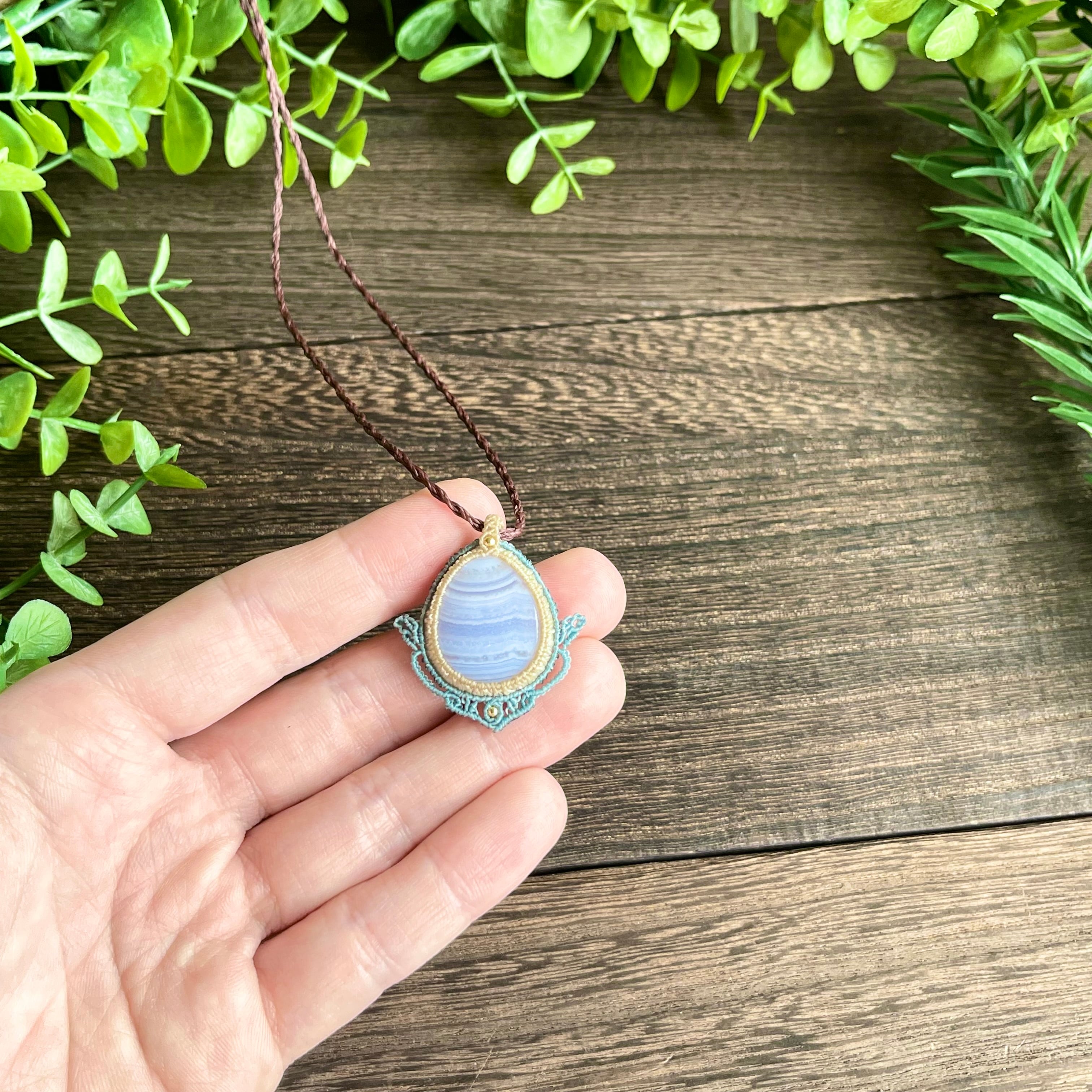 Forest☆モンタナアゲート天然石マクラメネックレス/日々のお守り