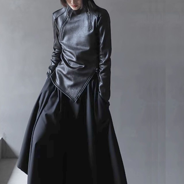 Solid color zip up PU Jacket C0713