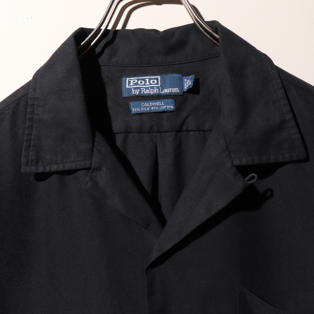 Mint Condition L 完全無地 シルクコットン 黒 Caldwell ポロラルフローレン 半袖開襟シャツ ブラック Polo Ralph Lauren