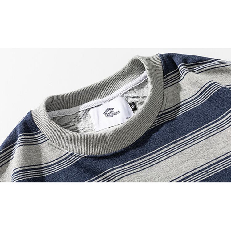 ★STRIPED LONG SLEEVE ROUND NECK T-SHIRT　　　A0424