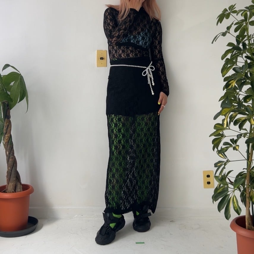 ボトルネック総レースワンピース_LN02850