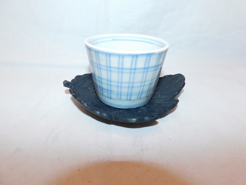 鉄黒色木葉茶托(5客) iron Japanese tea five saucers (No21)