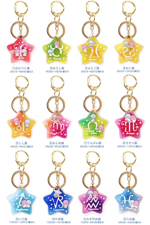 サンリオ　リトルツインスターズ　１２星座 アクリル チャーム キーホルダー 商品画像 2