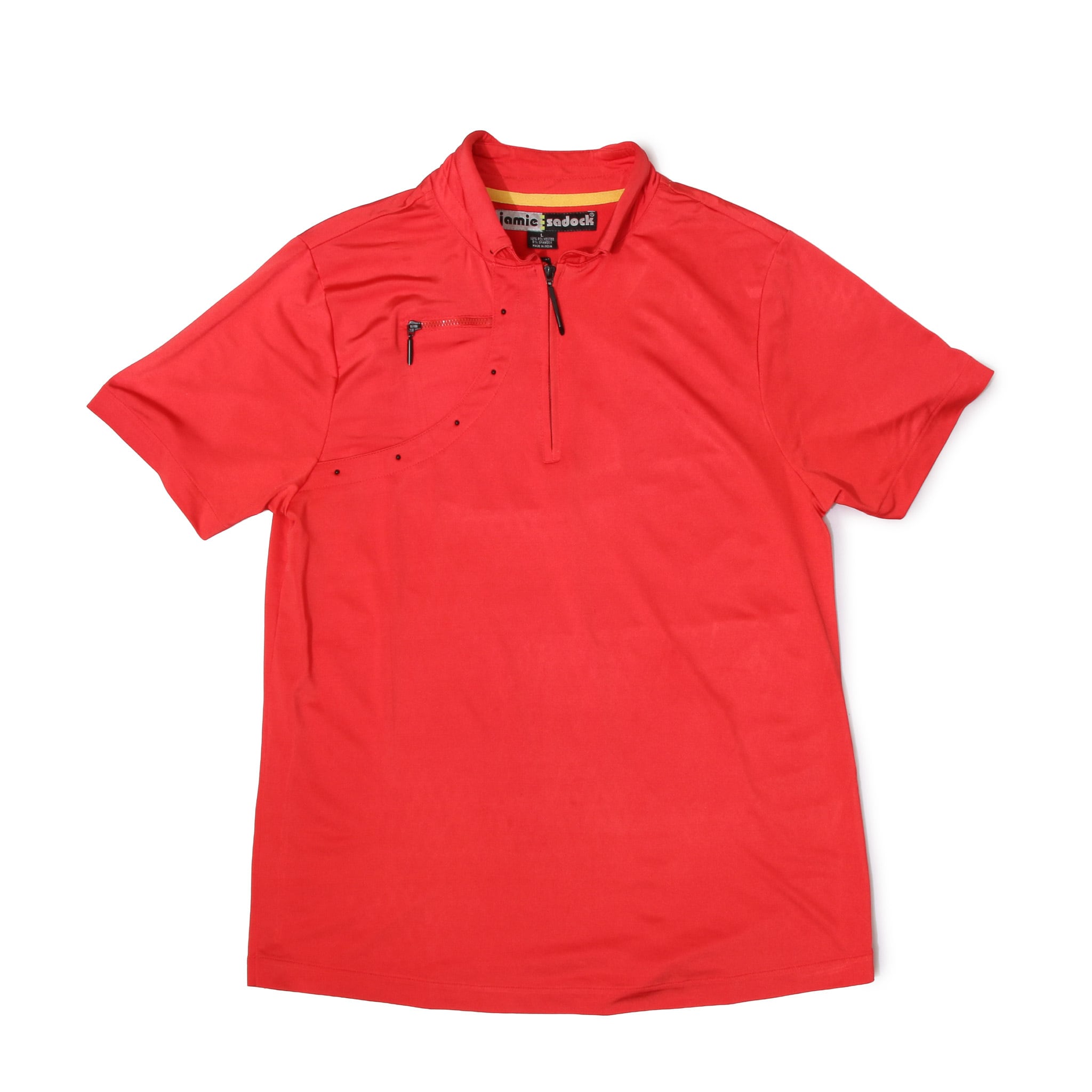 JamieSadock 90sVintage NeonRedHalfZipStretchHalfSleevePoloShirt