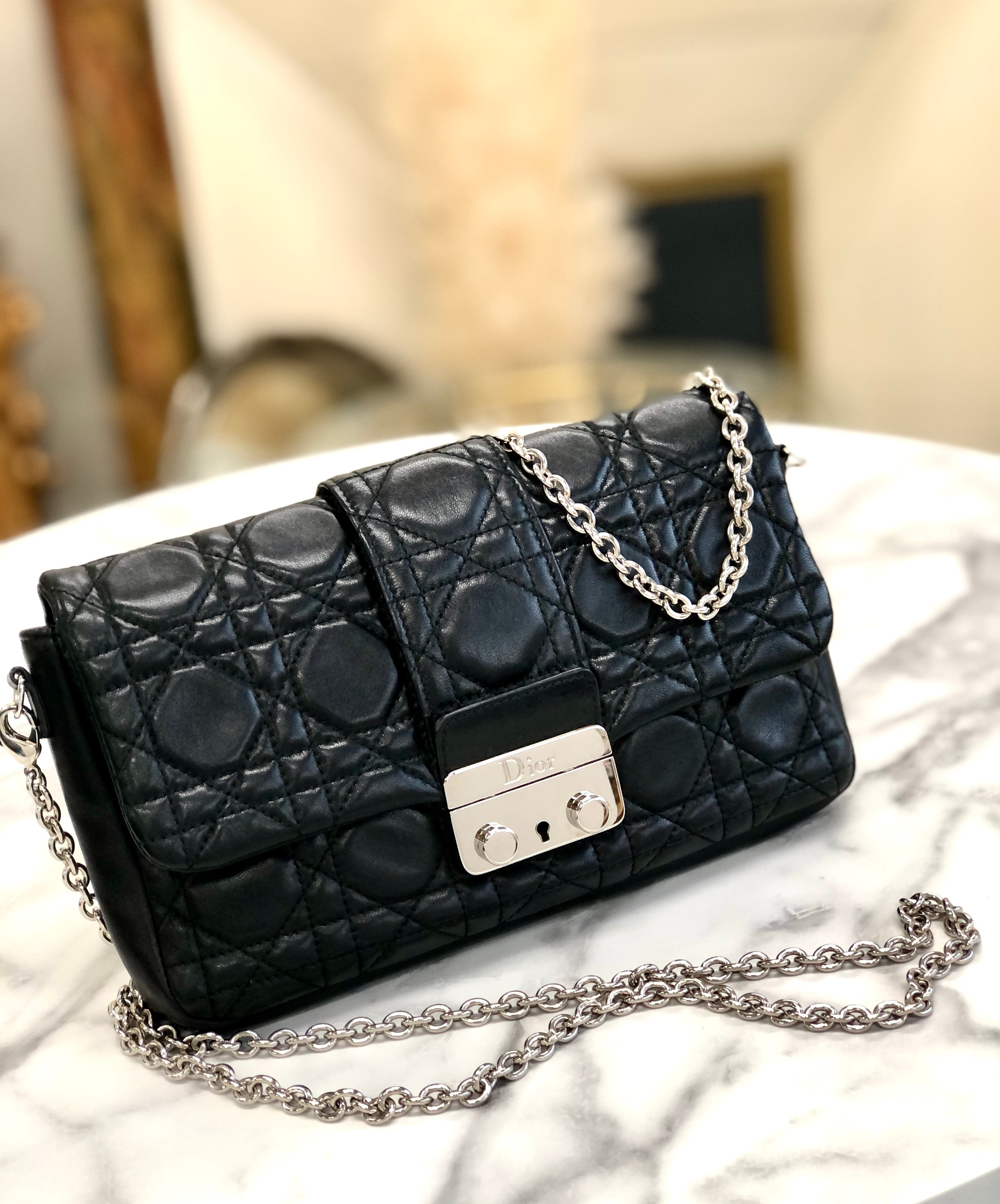 Christian Dior　クリスチャン ディオール　カナージュ　ニューロック　レザー　チェーン　ミニバッグ　ショルダーバッグ　ブラック　 vintage　ヴィンテージ　オールド　yrvfx2 | VintageShop solo powered by BASE