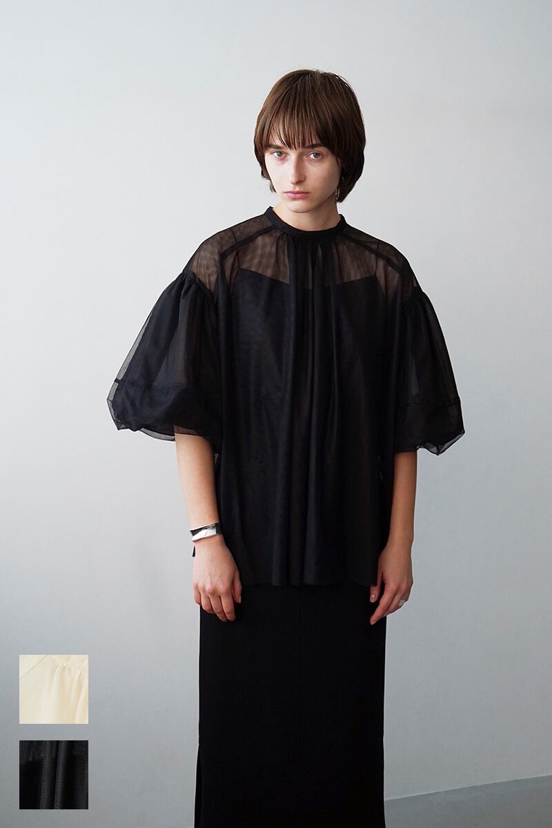 CLANE(クラネ) SHEER TULLE BALLOON SLEEVE TOPS シアーチュール