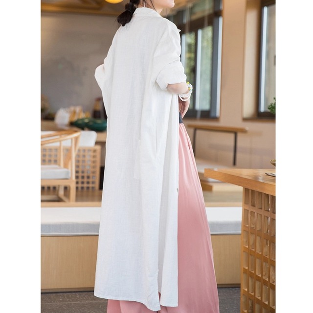 ロングシャツワンピース アウター　ストレートシルエット　3color  00250