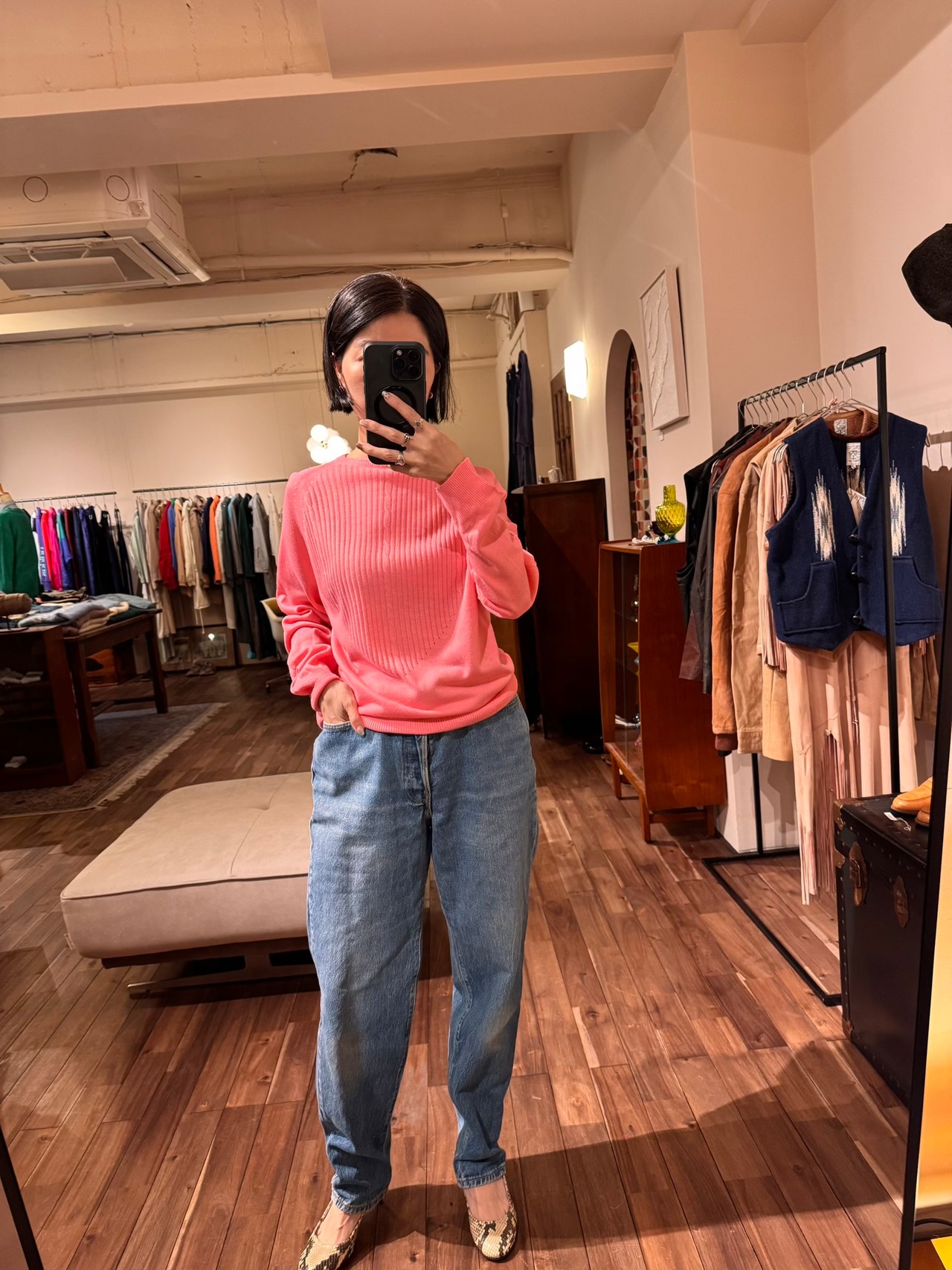 Vintage Pink Design Knit Sweater