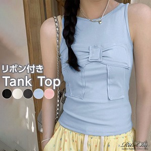 リボン付き タンクトップ カップ付き レディース 春夏 韓国 ブラトップ インナー トップス おしゃれ 大人 かわいい きれいめ カジュアル フェミニン ノースリーブ ノンワイヤー 大人可愛い 大人女子
