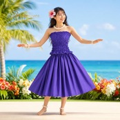 フラダンス 衣装 Aloha Emika アロハエミカ ツーピース セットアップ 上下セット パープル系 紫 無地 シンプル ハワイアン アロハ フラ ダンス レッスン 練習 ハワイアンダンス シングル スカート フレア 華やか 鮮やか かわいい おしゃれ 上品 大人っぽい 練習着 レッスンウェア