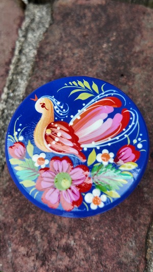 ペトリキウカ塗り　木製小物入れ・ジュエリーボックス（ティモシェンコ作）ウクライナ製