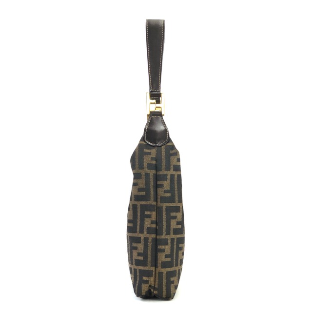 FENDI フェンディ　ズッカ　ダブルファスナー　ホーボー　ジャガード　ショルダーバッグ　ブラウン×ブラック　vintage　ヴィンテージ　オールド　waiexe