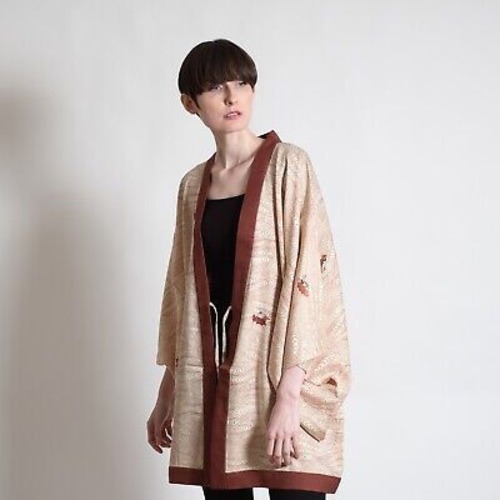 #103 Kimono jacket made from japanese silk kimono