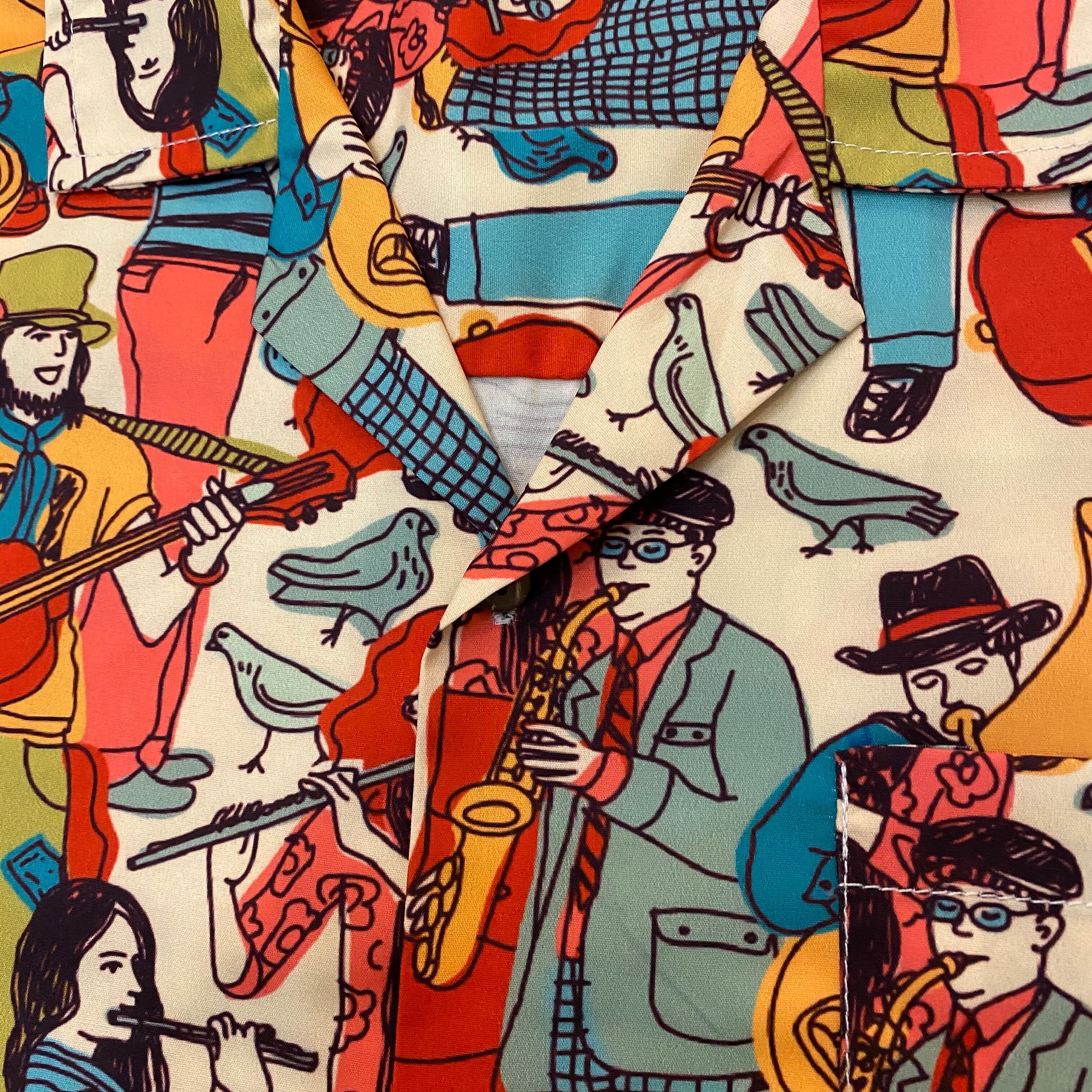 音楽を楽しむポップアートイラスト 柄シャツ | curiosities okinawa