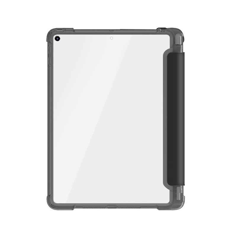 タブレットケースカバー・Apple iPad 10.2インチ用 第7/8/9世代 (2019/2020/2021モデル) ケース/カバー 手帳型 ペン収納 スタンド機能 保護ケース 背面透明 タブレットカバー 上質PUレザー 手帳型カバー おしゃれ アップル タブレットケース カバー(ブラック)