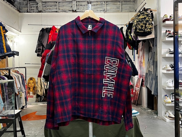 EXAMPLE × STARTER FLANNEL ZIP SHIRT RED LARGE 60147