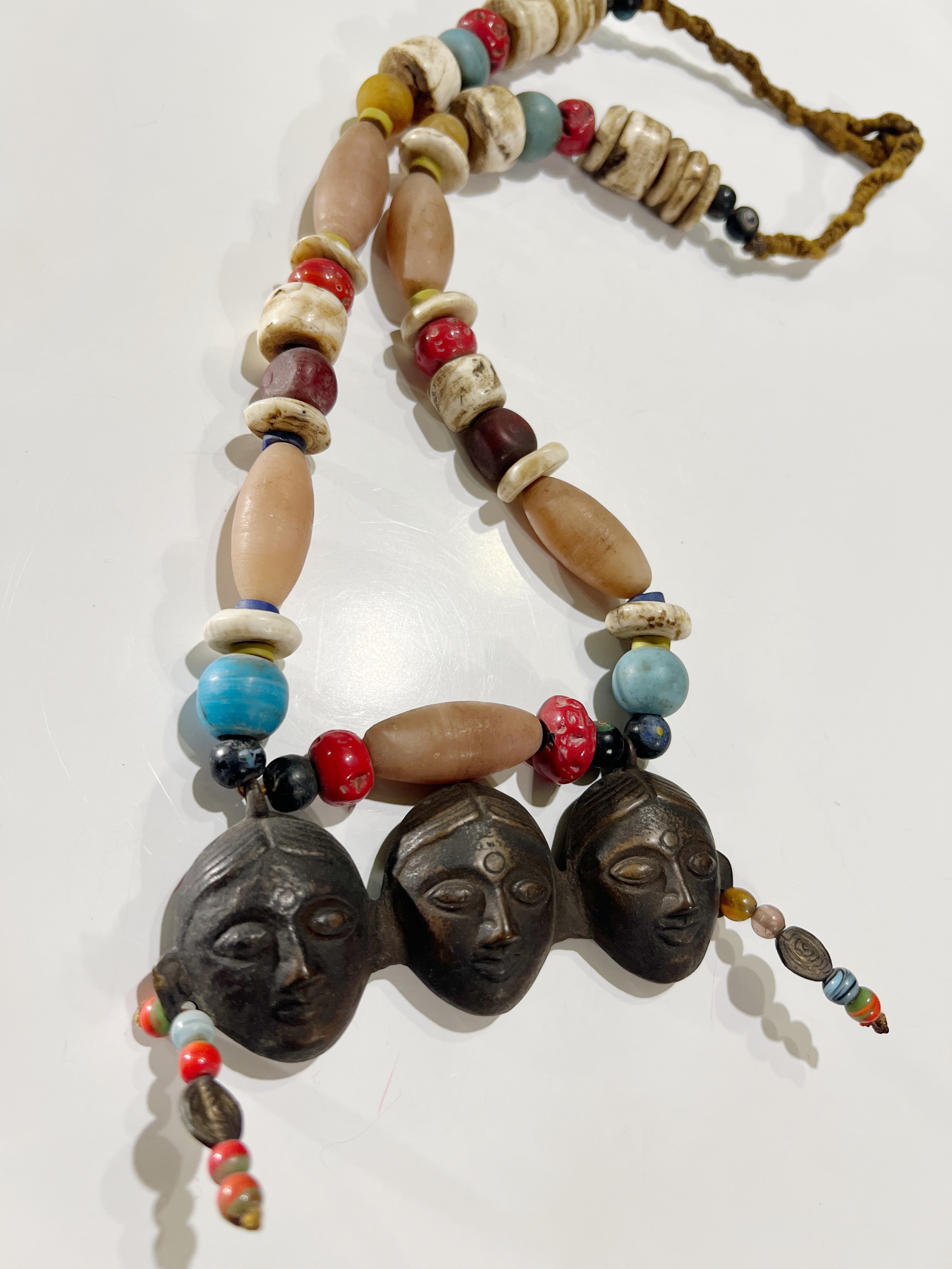 ★Rare★Vintage NAGA woman's 3 face necklace
