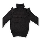 SLOBE IENA スローブ イエナ アルパカ混 フリル デザイン タートルネック ニットセーター /チャコールグレー系