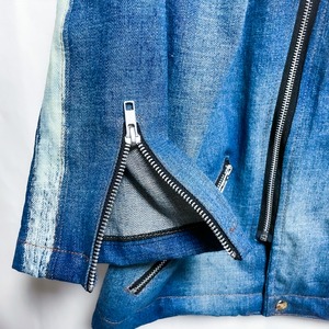 UNFINISHEDダメージデニムライダースジャケット