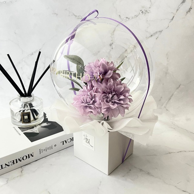 ダリア×パープル バルーンフラワーボックス ミニサイズ