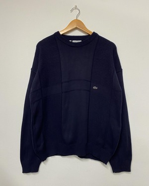 70sChemise Lacoste Cotton Design Knit Sweater/L