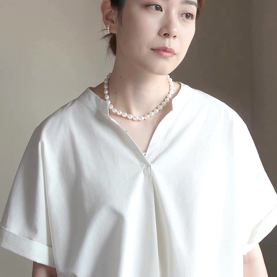 オーバル バロック 淡水パール 大粒 ネックレス 約8.0mm / サージカル