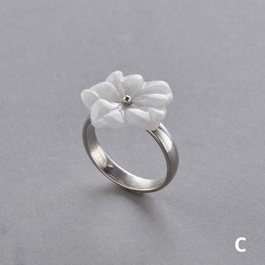 翡翠のお花リング SV flower A貨翡翠 jd_rg1838 | 【MeiNu（メイニュウ