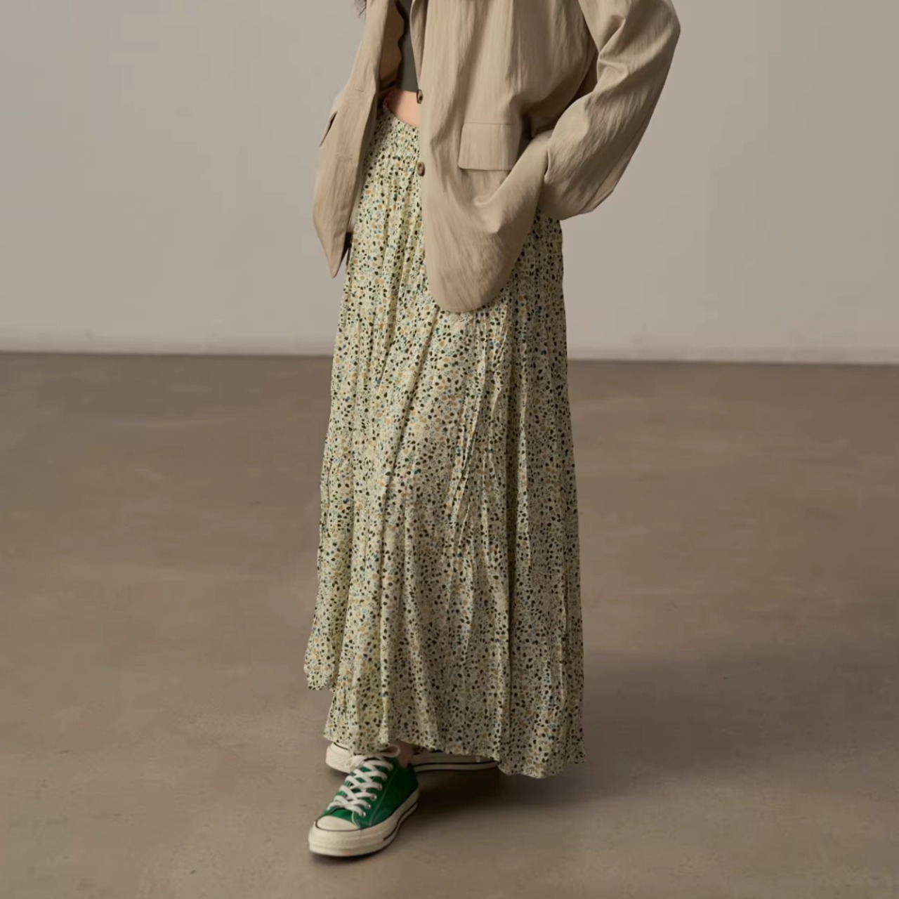 フレンチカジュアル 小花柄 ティアードスカート 00140・画像2