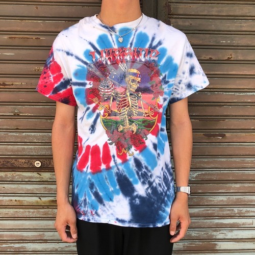 Grate ful dead Liquid Blue リキッドブルー グレイトフルデッド タイダイ染め バンドTシャツ 半袖Tシャツ カットソー スカル M