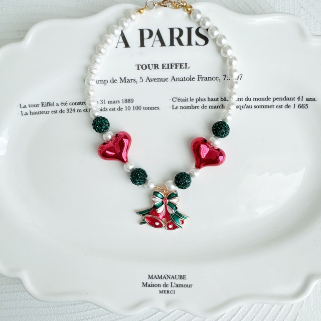 クリスマス＊レッドベルネックレス