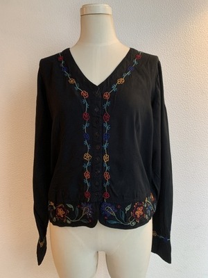 1990's Embroidery No Collar Shirt Jacket