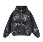 VINTAGE ストリート 裏起毛 落書き ジップパーカー  S0083