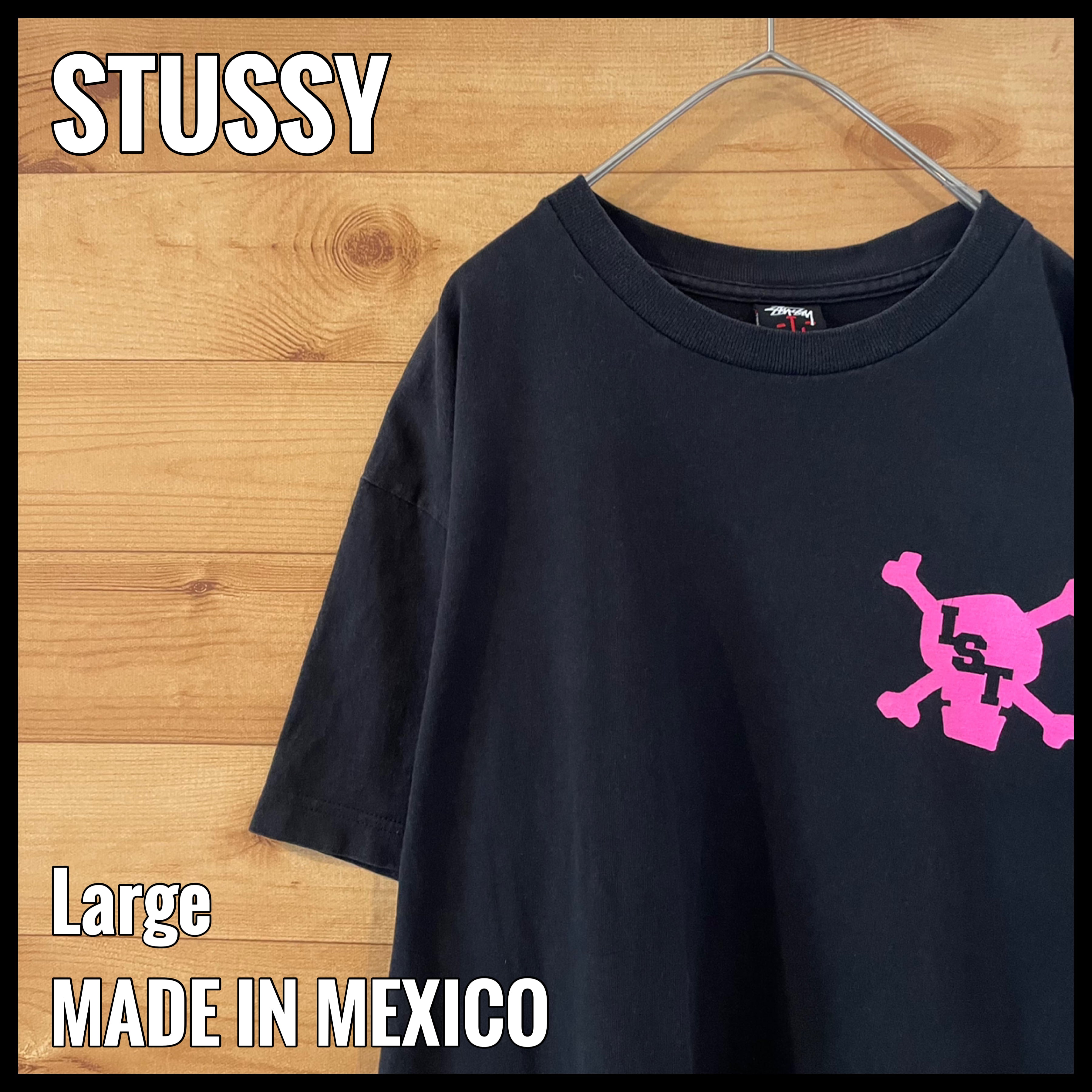 STUSSY ビッグロゴプリント　tシャツ デカロゴ　ネイビー　Lサイズ