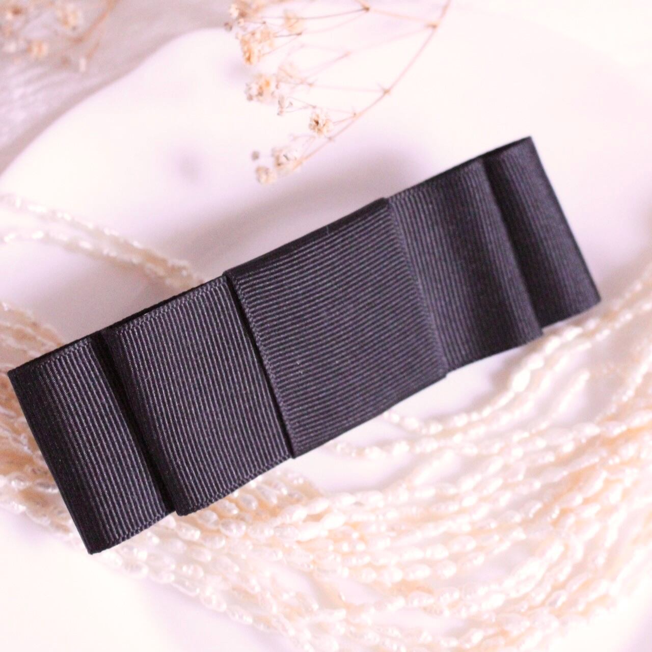 リボンバレッタ ブラック