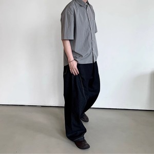 ドライシルク風ニュアンスカラー半袖シャツ　0738