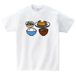 定食 メニュー Tシャツ メンズ レディース 半袖 食べ物 プレゼント 大きいサイズ 綿100% 160 S M L XL