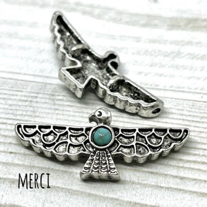 Wフープアクリルターコイズイーグルチャーム/スペーサー/コンチョ