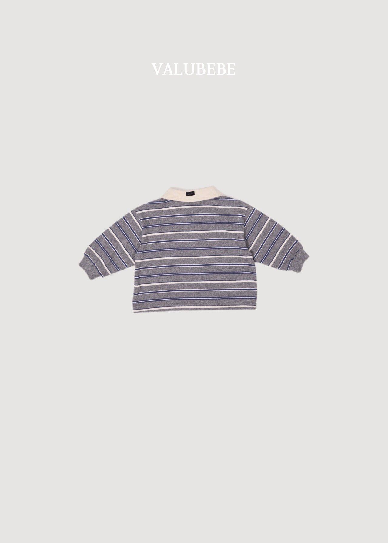 送料無料【予約】/ ミルキーストライプ襟付きTシャツ / valubebe